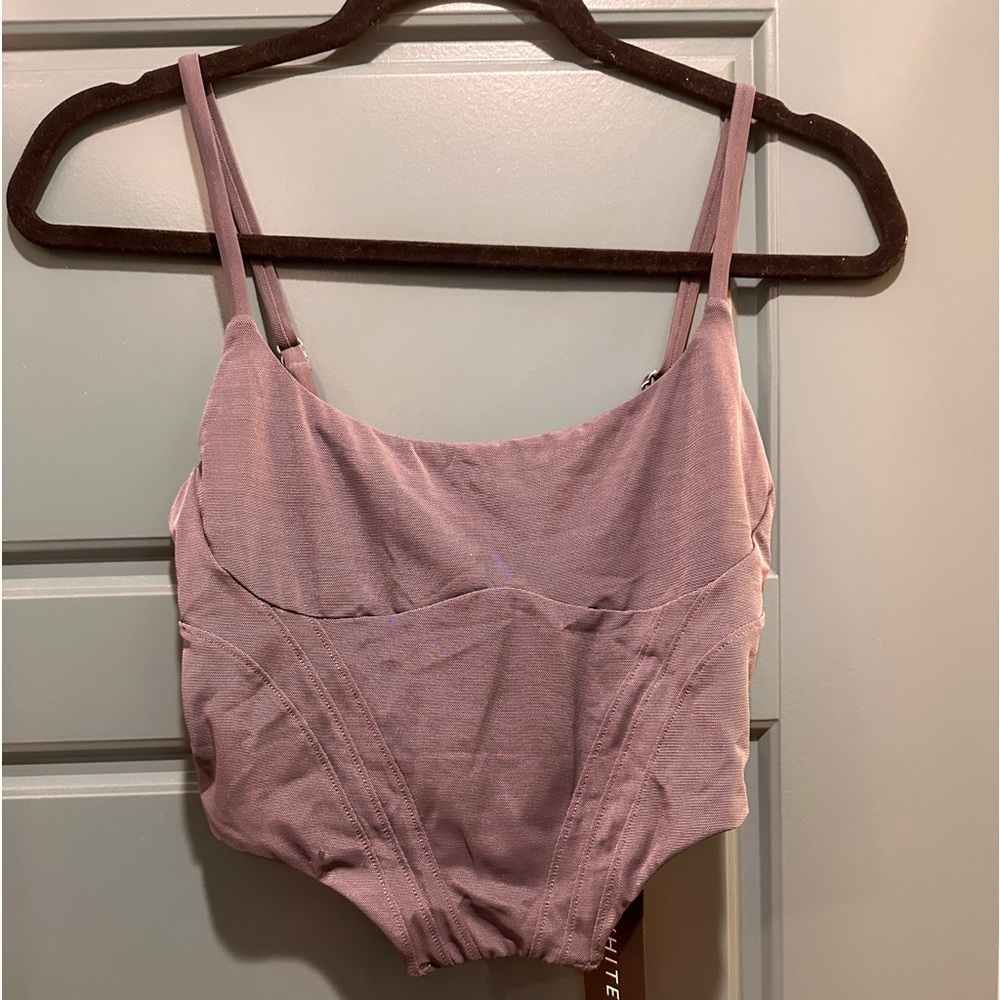White Fox Mesh Crop Top - Zipper Back Size M